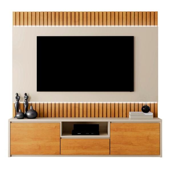 Imagem de Estante Home para TV Boreal com LED 180 cm MDF e MDP Off White e Naturalle