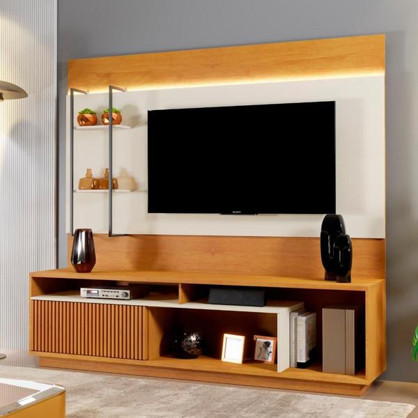 Imagem de Estante Home para TV Granada com LED MDF e MDP Naturalle e Off White