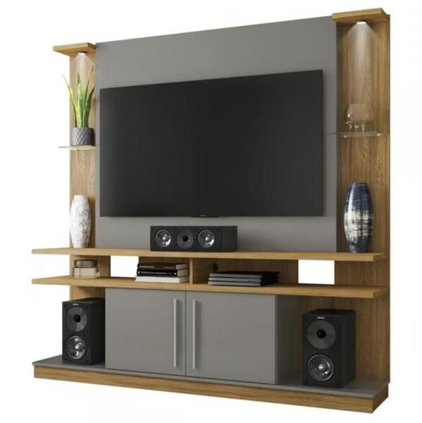 Imagem de Estante Home para TV York com LED 2 Portas Cinamomo/Titanium - Bechara