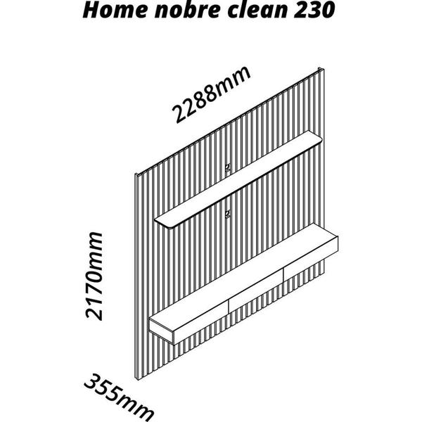 Imagem de Estante Home Ripada para Tv até 85 Polegadas 3 Gavetas Nobre Clean