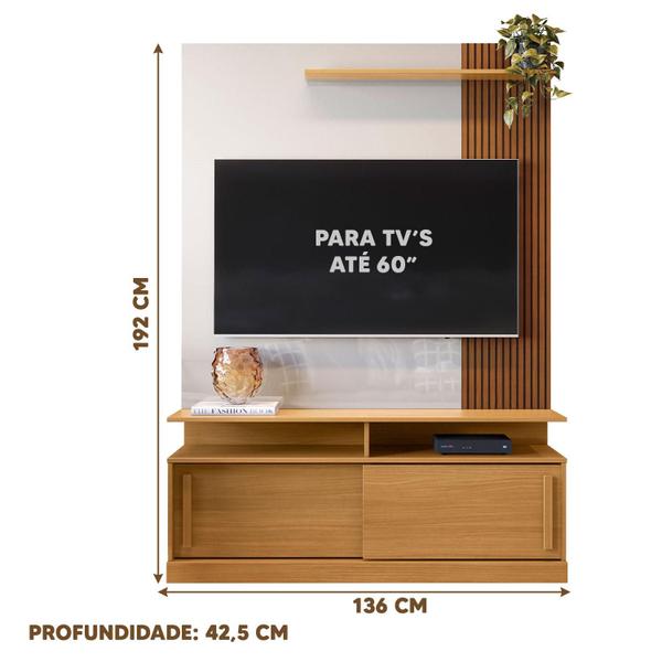 Imagem de Estante Home Ripado TV Até 60 Polegadas Marrom Off White Perolizado Cálamo Shop JM