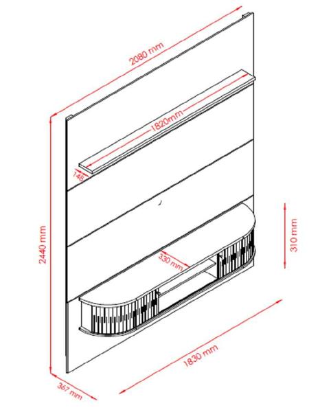 Imagem de Estante Home Suspenso Bugatti para TV até 75'' Calacata Off White Madetec 