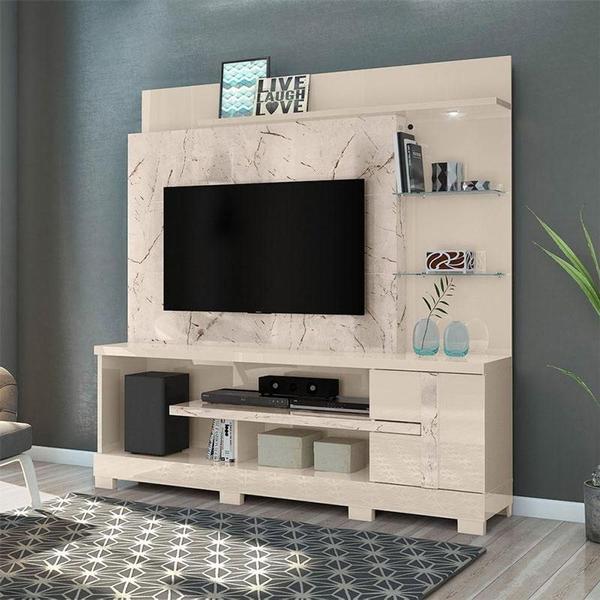 Imagem de Estante Home Theater Alan Com Pés Calacata Off White - Madetec