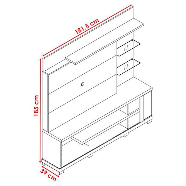 Imagem de Estante Home Theater Alan com Pés Cinamomo Off White  Madetec