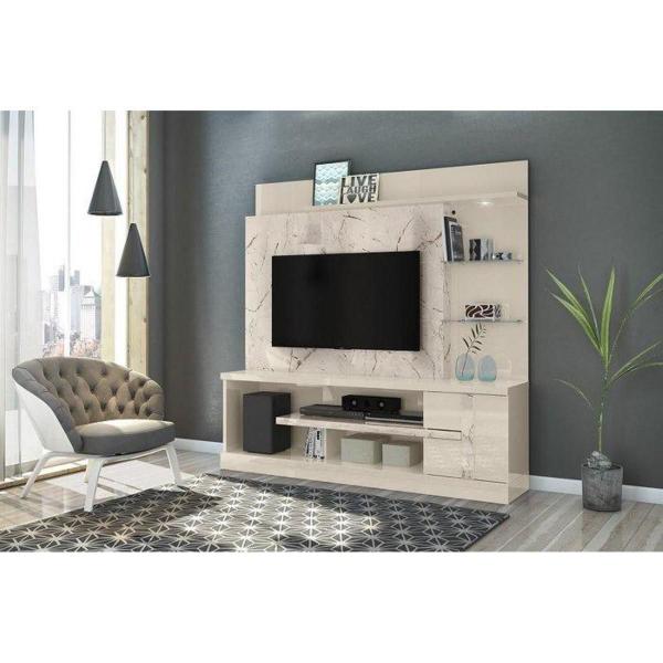 Imagem de Estante Home Theater Alan Para TV até 55 Polegadas Calacata e Off White - Madetec