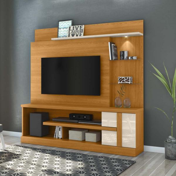 Imagem de Estante Home Theater Alan Para TV até 55 Polegadas Cinamomo e Off White - Madetec