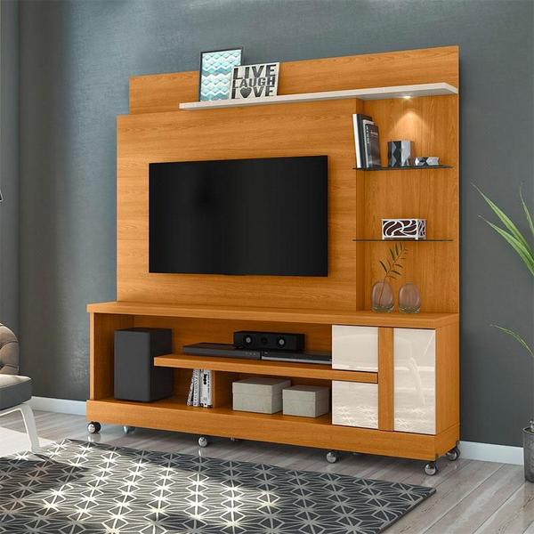 Imagem de Estante Home Theater Ambiente Alan com Rodízios Cinamomo Off White  Madetec