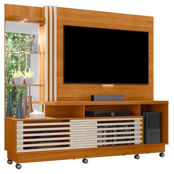 Imagem de Estante Home Theater Ambiente Frizz Plus com Rodízios Cinamomo Off White - Madetec