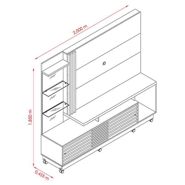 Imagem de Estante Home Theater Ambiente Frizz Plus com Rodízios Cinamomo Off White - Madetec