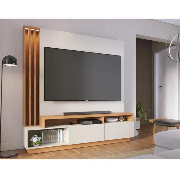 Imagem de Estante Home Theater Ambiente Humaita Off White Matte Freijó - Colibri