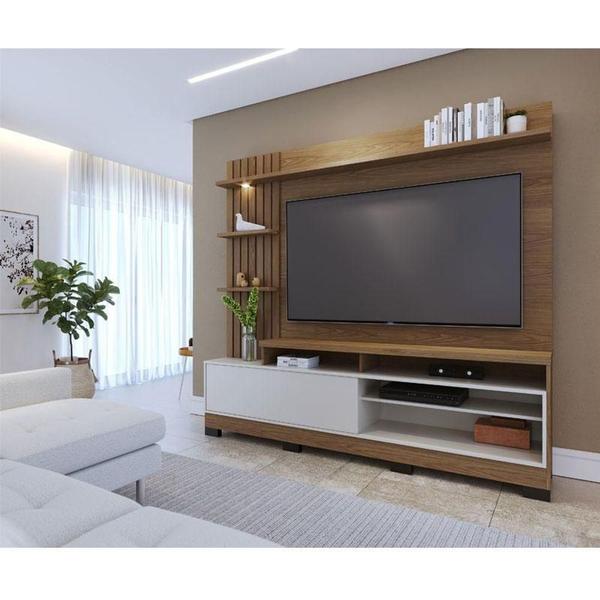 Imagem de Estante Home Theater Ambiente Maceió Com Pés Amendoa Off White Matte - Colibri