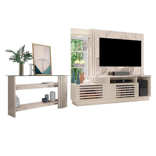 Imagem de Estante Home Theater com Aparador Frizz Plus Calacata Off White  Madetec