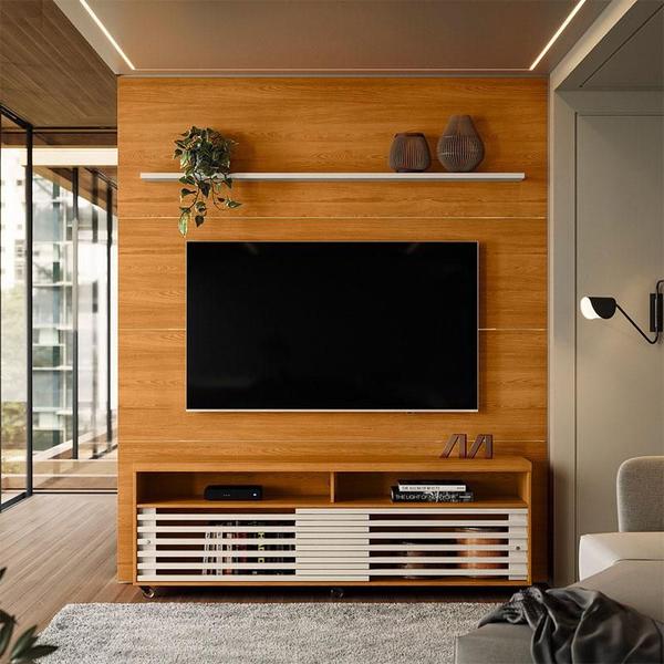 Imagem de Estante Home Theater com Bancada e Aparador com Mesa de Centro Frizz Prestige Cinamomo Off White  Madetec