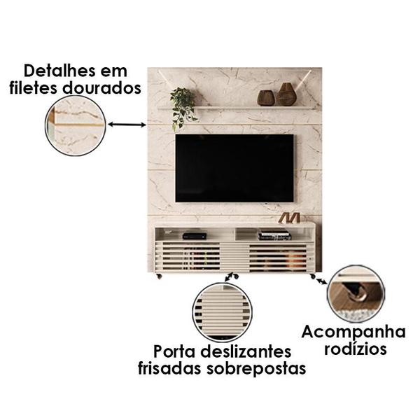 Imagem de Estante Home Theater com Bancada Frizz Prestige Calacata Off White  Madetec