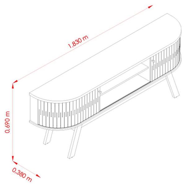 Imagem de Estante Home Theater com Bancada Laguna com Aparador Estoril e Mesa de Centro Indianápolis Naturale Off White  Madetec