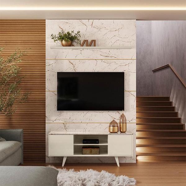 Imagem de Estante Home Theater com Bancada Panorama Calacata Off White  Madetec