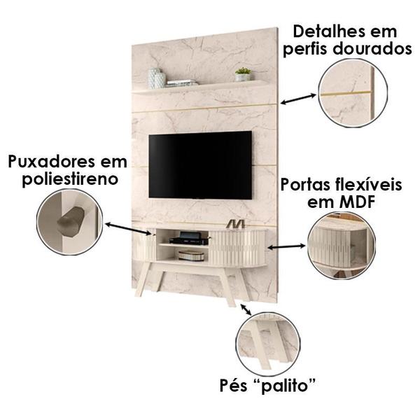 Imagem de Estante Home Theater com Bancada Silverstone Calacata Off White  Madetec