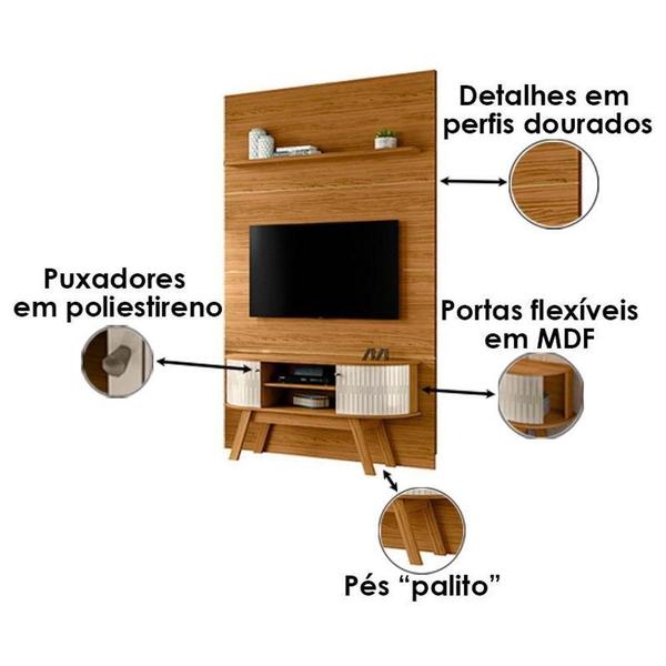 Imagem de Estante Home Theater Com Bancada Silverstone E Mesa De Centro Indianápolis Naturale Off White - Madetec