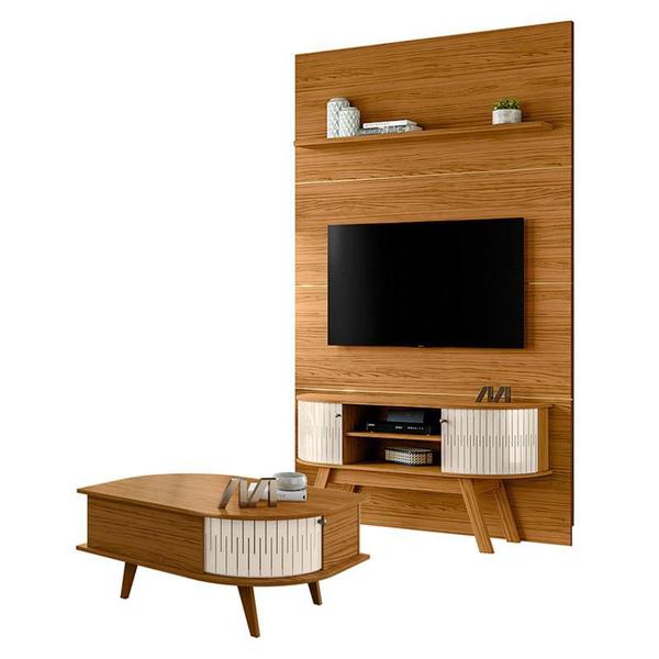 Imagem de Estante Home Theater com Bancada Silverstone e Mesa de Centro Indianápolis Naturale Off White  Madetec