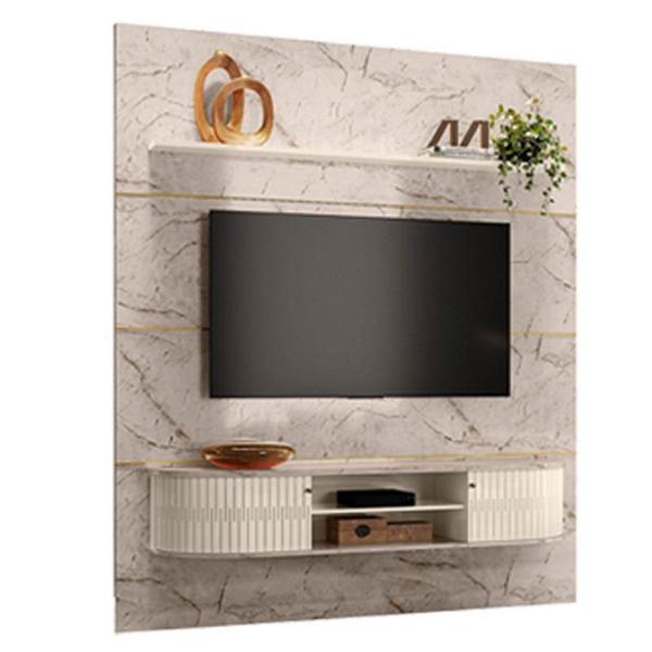 Imagem de Estante Home Theater com Bancada Suspensa Bugatti Calacata Off White  Madetec