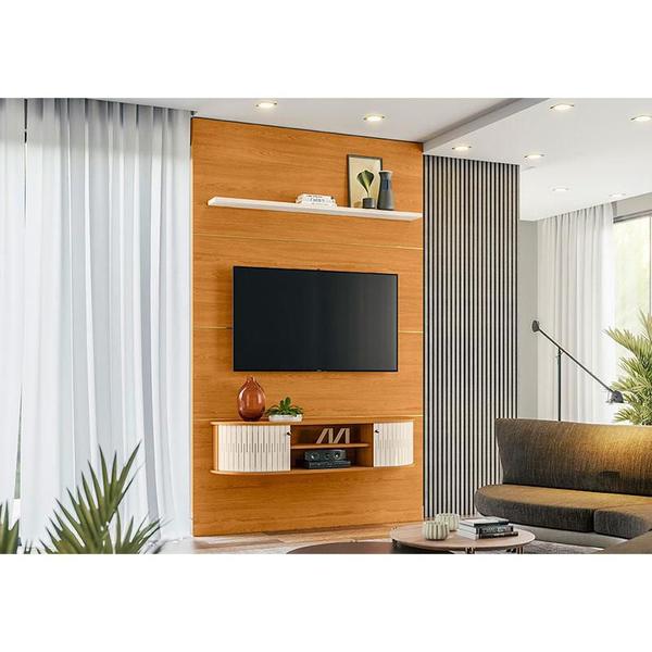 Imagem de Estante Home Theater com Bancada Suspensa Monte Carlo Cinamomo Off White  Madetec