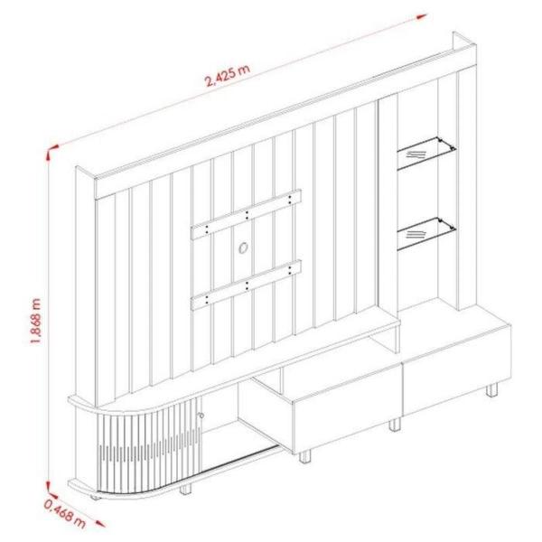 Imagem de Estante Home Theater com LED Le Mans 2,40 m Cor Cinamomo e Off White - Madetec