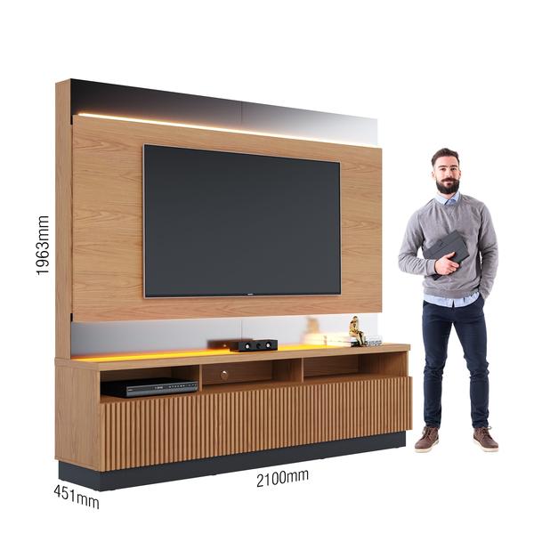 Imagem de Estante Home Theater com LED para TV até 70 Pol. 3 Portas Marajó Freijó/Preto Fosco - Colibri