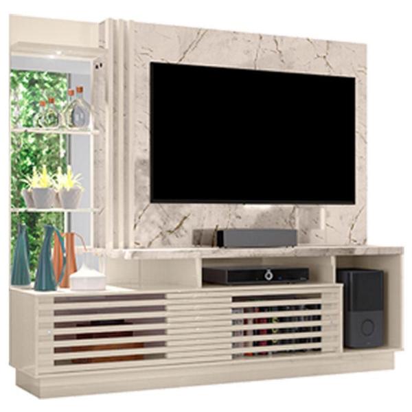 Imagem de Estante Home Theater com Mesa de Centro Frizz Plus Calacata Off White  Madetec