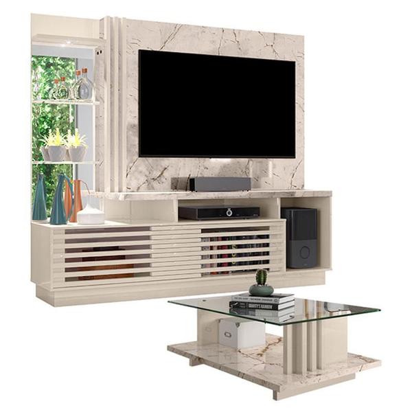 Imagem de Estante Home Theater com Mesa de Centro Frizz Plus Calacata Off White  Madetec