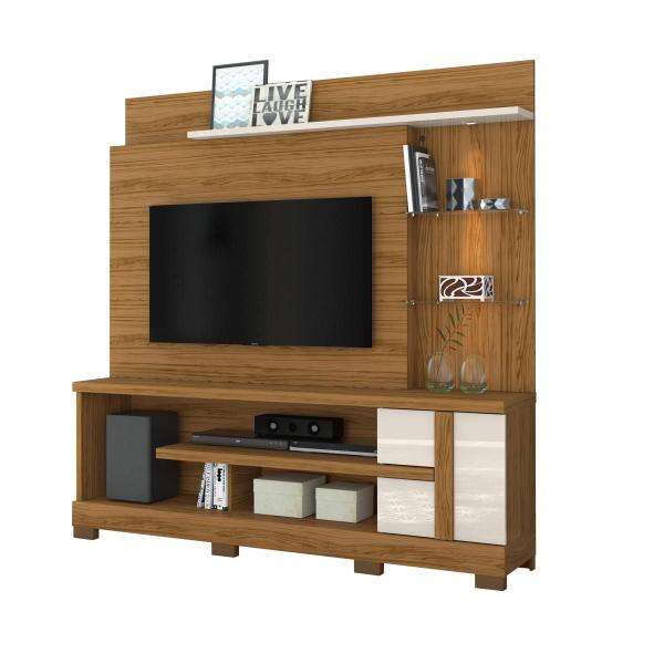 Imagem de Estante Home Theater com pé Alan Para TV até 55 Naturale e Off White - Madetec