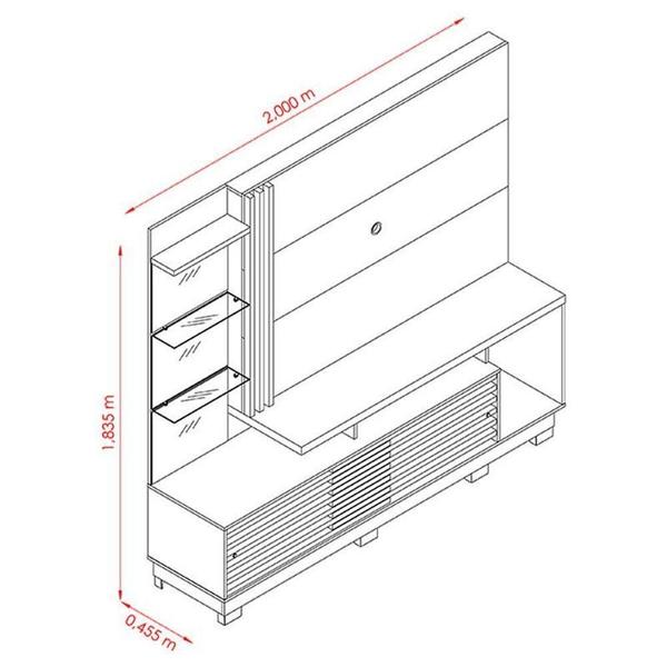 Imagem de Estante Home Theater Com Pés E Mesa De Centro Frizz Plus Calacata Off White - Madetec