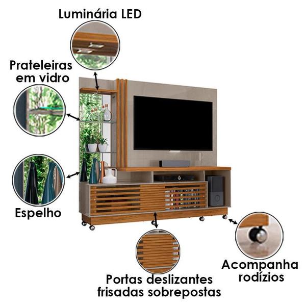 Imagem de Estante Home Theater com Rodízios e Mesa de Centro Frizz Plus Fendi Naturale  Madetec