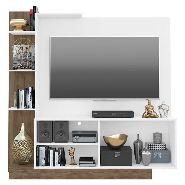 Imagem de Estante Home Theater com Suporte P/TV até 55'' Denver Multimóveis Branco/Madeirado