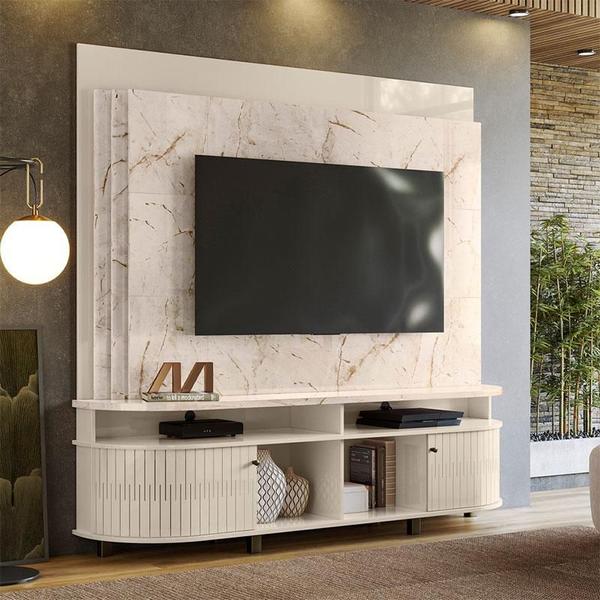 Imagem de Estante Home Theater Daytona com Aparador Estoril Calacata Off White  Madetec