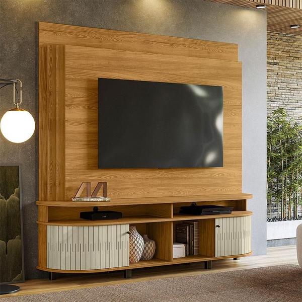 Imagem de Estante Home Theater Daytona com Aparador Estoril e Mesa de Centro Indianápolis Cumaru Opala  Madetec