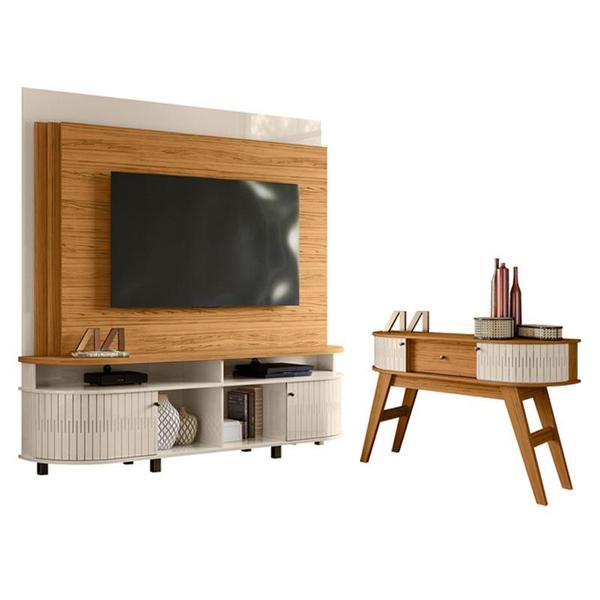 Imagem de Estante Home Theater Daytona com Aparador Estoril Naturale Off White Madetec