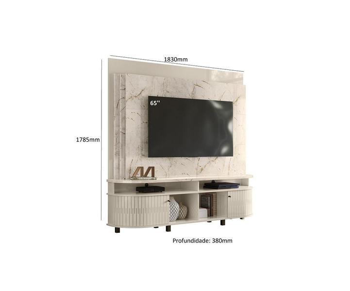 Imagem de Estante Home Theater Daytona para TV até 65 Polegadas Calacata Off White Madetec