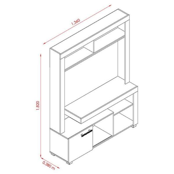 Imagem de Estante Home Theater Flávia Com Aparador Frizz Cinamomo Off White