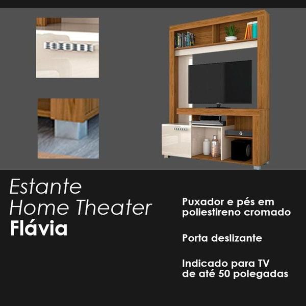 Imagem de Estante Home Theater Flávia Naturale Off White - Madetec