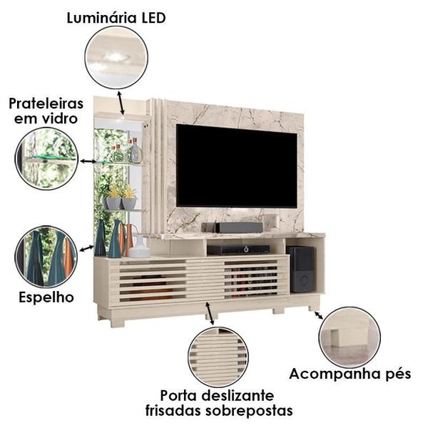 Imagem de Estante Home Theater Frizz Plus com Pés Calacata Off White - Madetec