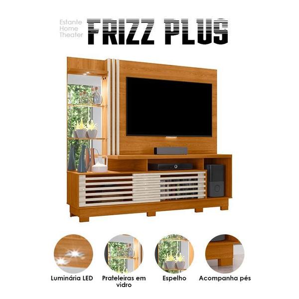 Imagem de Estante Home Theater Frizz Plus com Pés Cinamomo Off White - Madetec