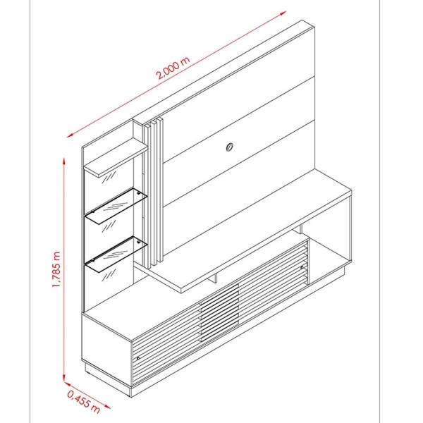 Imagem de Estante Home Theater Frizz Plus TV até 60 Polegadas 2 Portas Cor Fendi e Naturale - Madetec Móveis