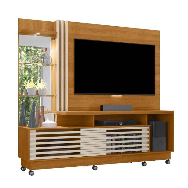 Imagem de Estante Home Theater Frizz Plus TV até 60 Polegadas Com Rodízios Cinamomo Off White - Madetec