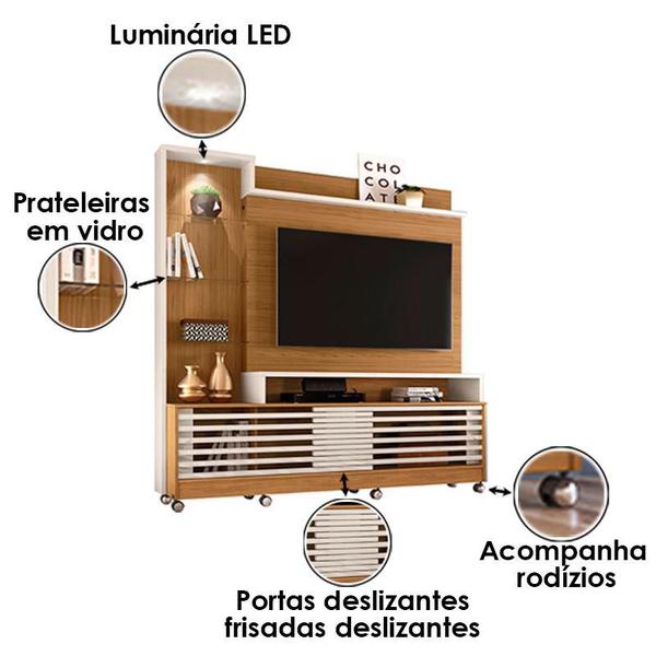 Imagem de Estante Home Theater Frizz Prime com Rodízios Naturale Off White  Madetec