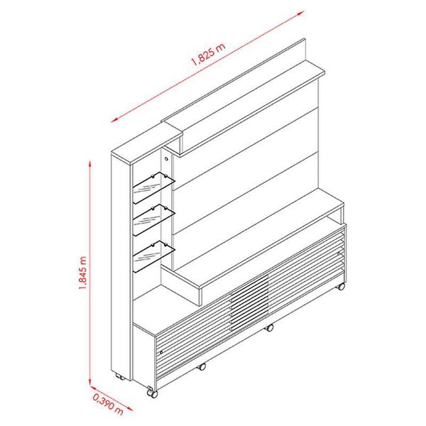 Imagem de Estante Home Theater Frizz Prime com Rodízios Naturale Off White  Madetec