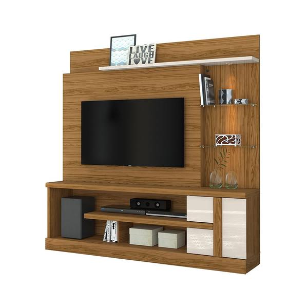 Imagem de Estante Home Theater Garbo Painel para TV 55 Polegadas Naturale/ Off White - Bela Móveis