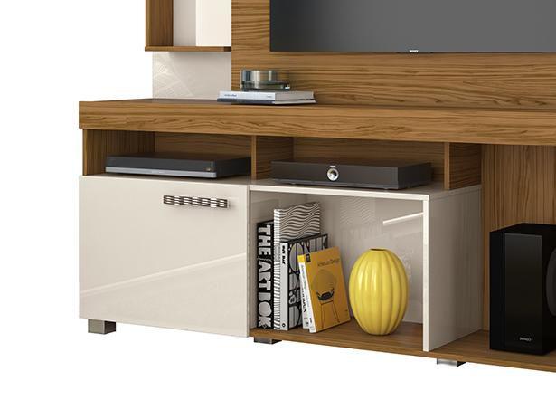 Imagem de Estante Home Theater Icaro para Tv 50 Polegadas Naturale / Off White - Madetec