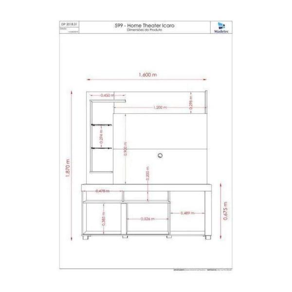 Imagem de Estante Home Theater Ícaro Para TV até 50 Polegadas Cinamomo e Off White - Madetec