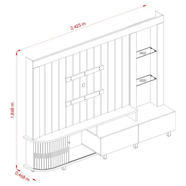 Imagem de Estante Home Theater Le Mans com Aparador Estoril e Mesa de Centro Indianápolis Naturale Off White  Madetec