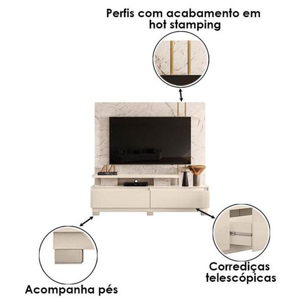 Imagem de Estante Home Theater New Apolo Com Pés Calacata Off White - Madetec